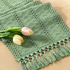 Versatile 12x48 Sage Green Boho Table Runner - Perfect for Spring  Holidays