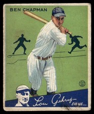 1934 Goudey 9 Ben Chapman New York Yankees GD (wrinkle)