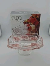 Mikasa Studio Nova Pansy Bouquet Pink Bon Bon Footed Candy Cake Dish Pink Flower