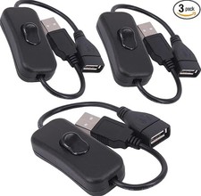 3 Pack Male to Female USB Cable with On/Off Switch USB Extension Inline Rocker