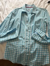 Hawes & Curtis Fitted Blouse. Turquoise Check. 10. Very Flattering. Excellent