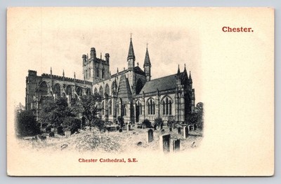 Chester Cathedral S.E. View England Antique Sepia Postcard c1900s