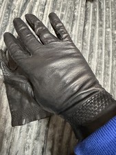 Vintage Genuine Leather Black Gloves Made In Italy Women's Size 7.5