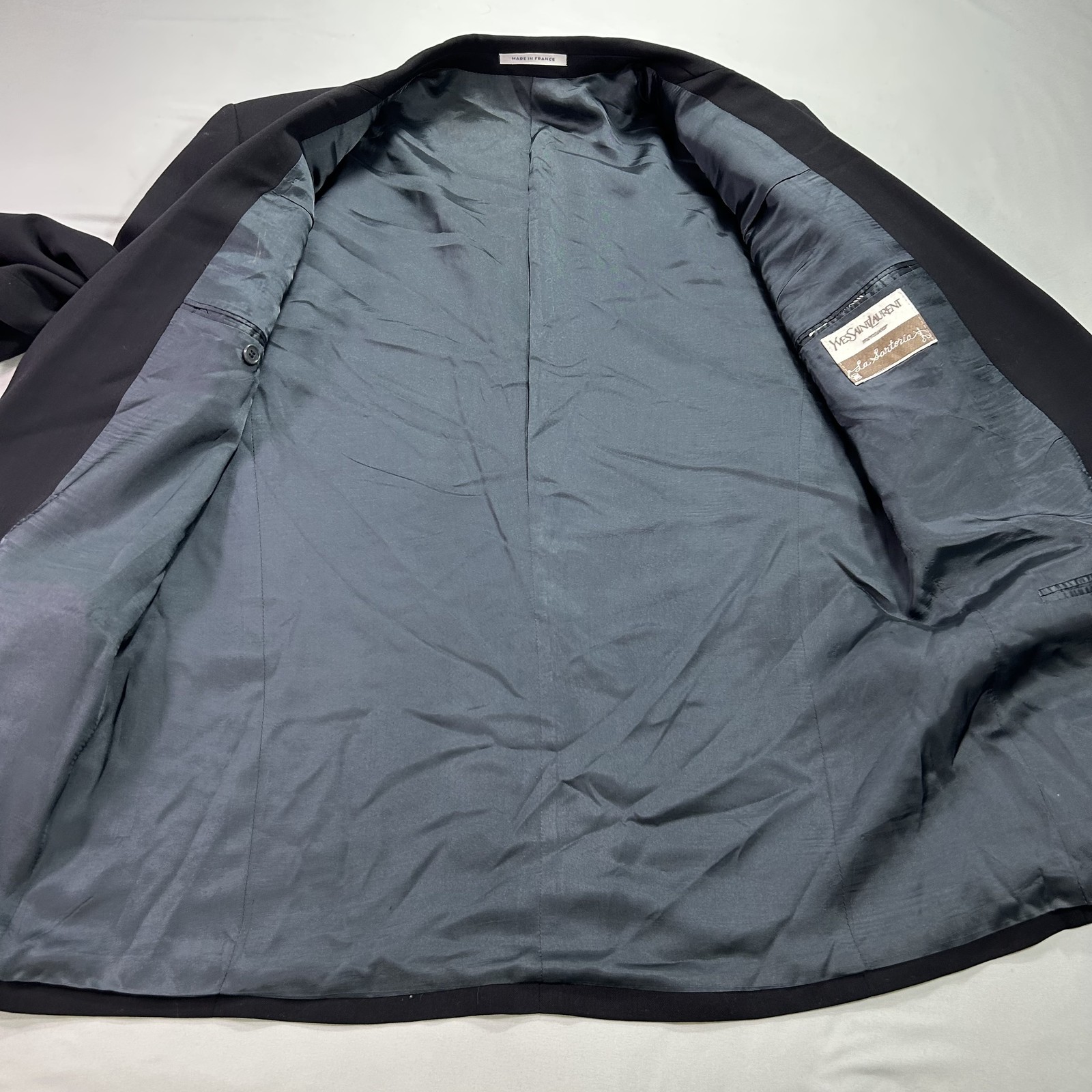 Giacca Yves Saint Laurent Blazer Uomo 48 Blu Navy Lana La Sartoria Made France