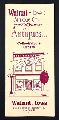 1990s Walnut Iowa Antique City Shops Guide Map Barn Mall Vintage Travel Brochure