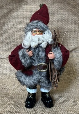 Old World Santa Claus Figurine Mixed Material Father Christmas Rustic Farmhouse