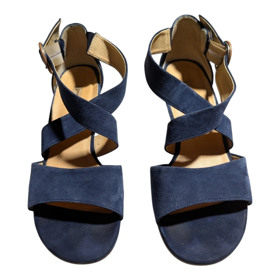 Sandalias Paul Green Vanessa Azul Marino Gamuza Tirantes Tacón Bajo Talla UK 8 US 10.5 Foto 2 de 4