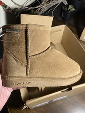 Pawz by Bearpaw Girls Briella Leather Ankle Boot Size 13 Hickory Brown NIB NWT