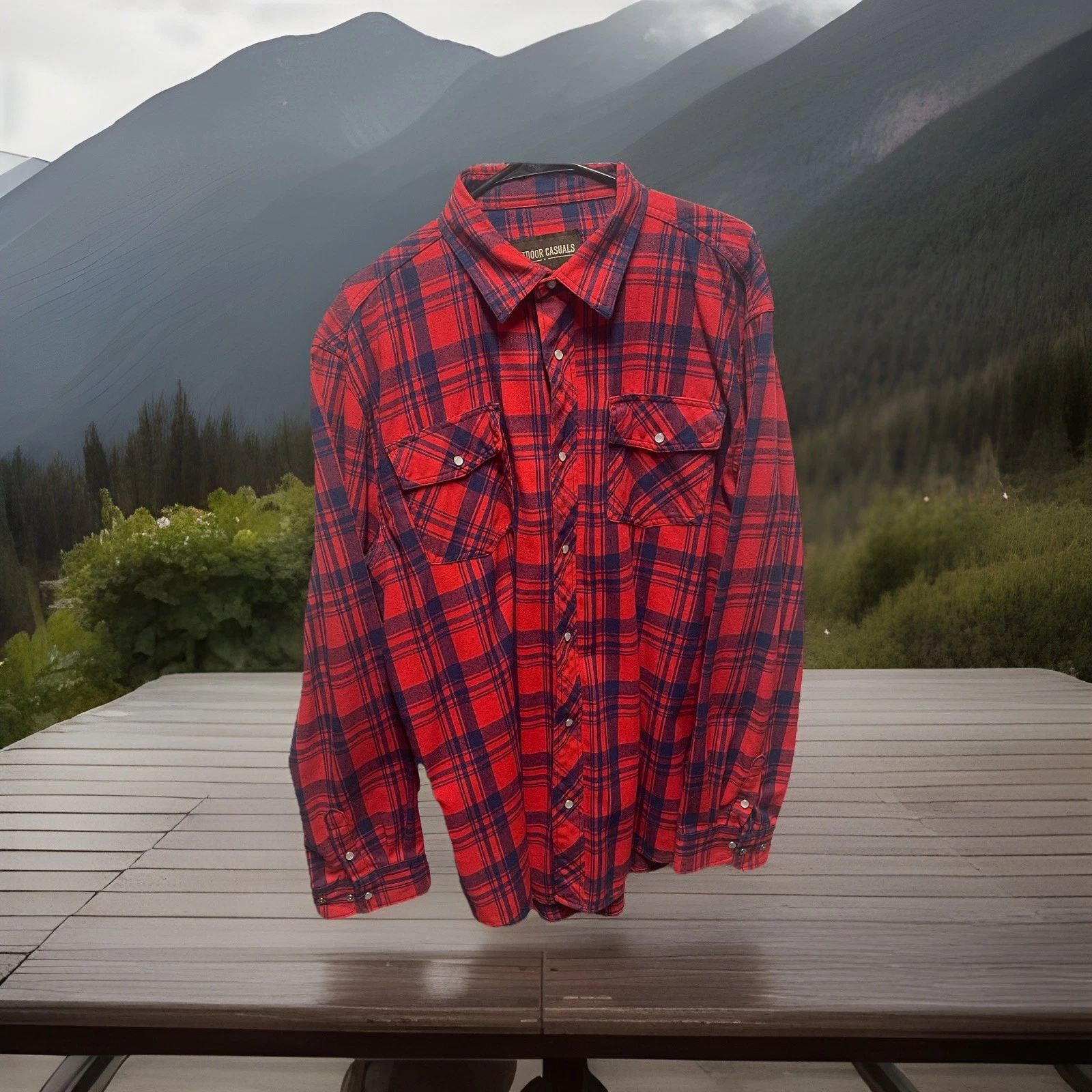 Outdoor Casuals Flannel Shirt Mens XXL Red Blue Pearl Snaps Western Workwear
Opens in a new window o
