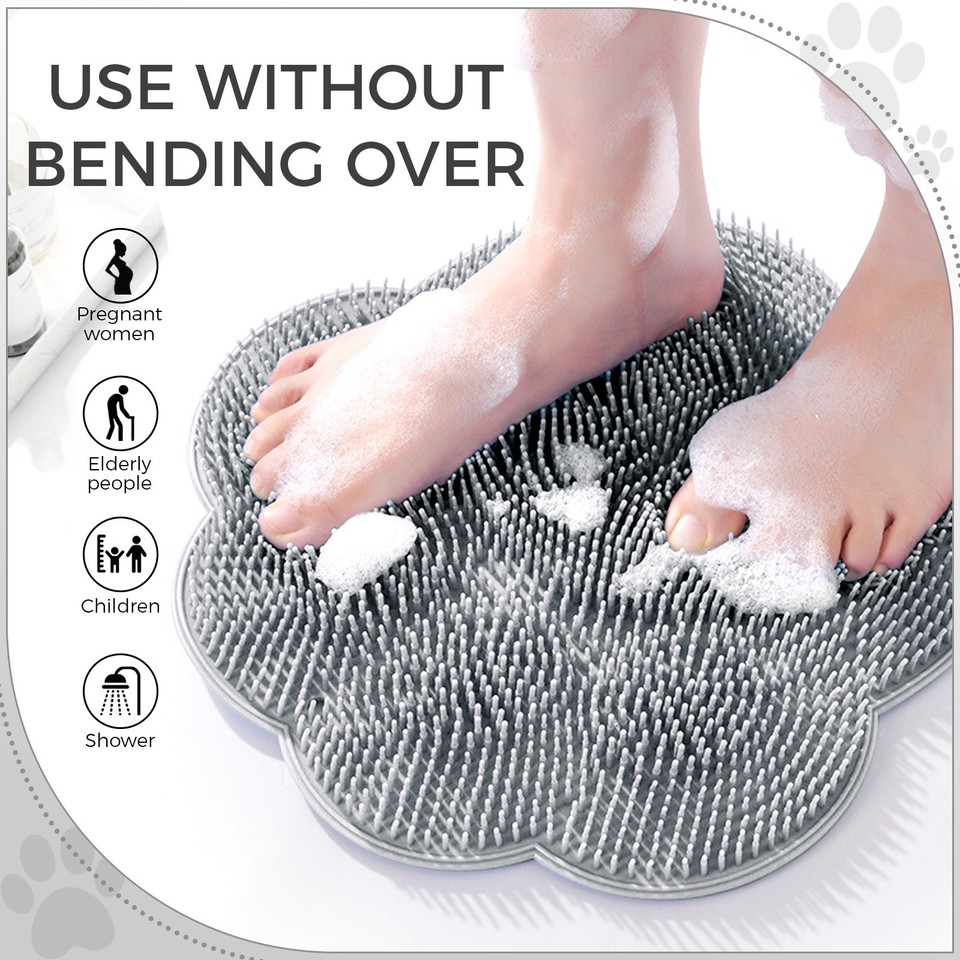 Shower Foot Back Scrubber Massage Pad Body Bath Soft Brush Mat Cleaning Bathroom