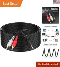 6FT High-Quality Gold-Plated 3.5mm to RCA Cable - Durable and Tangle-Free