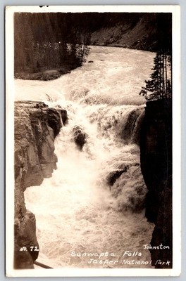 Sunwapta Falls Jasper National Park RPPC Postcard 1950 Canada Rockies BB80