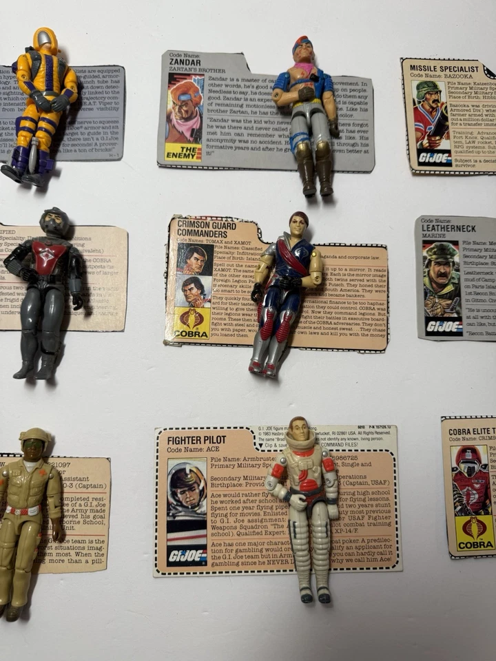 G.I. vintage años 80 GI Joe Lote ARAH Cobra 3.75 Figuras con Archivo Lote de (12) Tarjetas Foto 3 de 4
