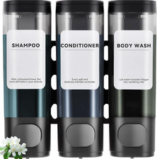 3 Pack Shampoo and Conditioner Dispenser, Shower Soap Dispenser 3 Chamber No Dri