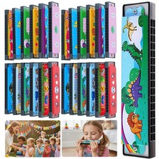 24 Pack Kids Harmonicas Birthday Party Favors - Colorful Cartoon Music Toys f...