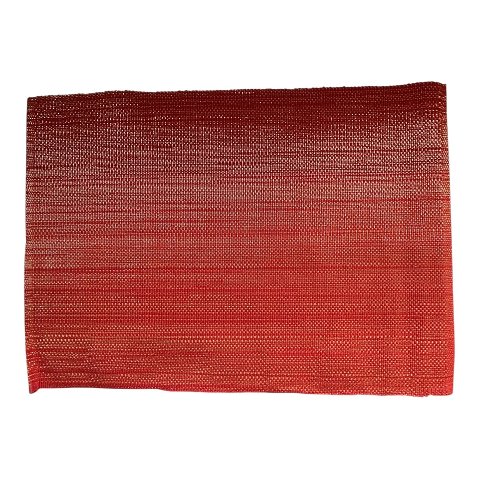 Crate and Barrel Grasscloth Red w Gold Shimmer Placemats 12" x 18" Set of 6 NWOT - Image 3 of 4