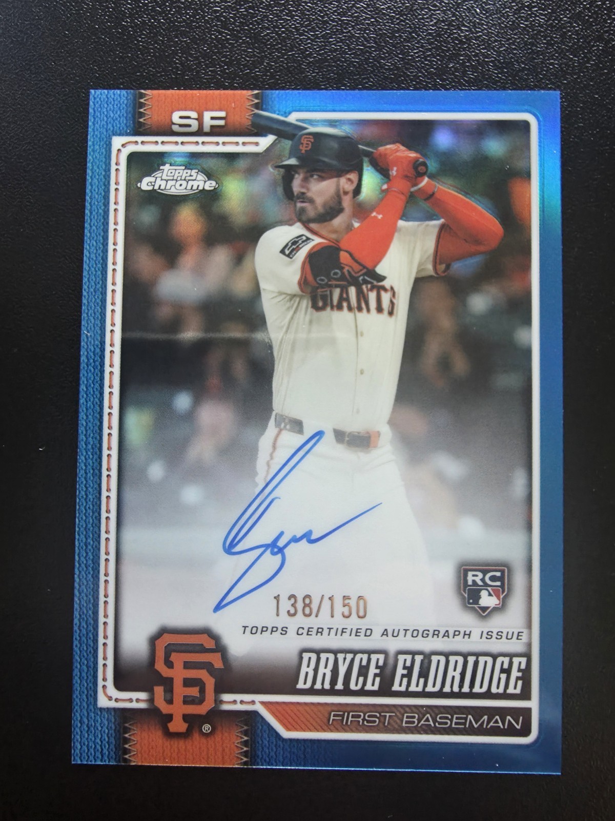 2026 Topps Chrome Bryce Eldridge Blue Refractor Auto 89/150 RC Giants RA-BE /150