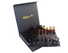Italfama Acrylic Chess Set, Geometric Pieces, Black/Orange, 30X30 Cm, Luxury Box