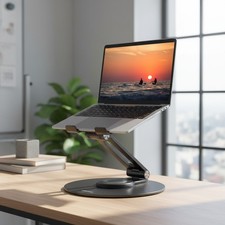360  Adjustable Laptop Stand - Ergonomic Black Riser for All Laptops Up to 16"