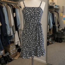 Black and White Floral Print Spaghetti Strap Dress