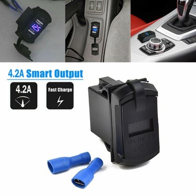 12V Digital Anzeige Voltmeter Auto Dual USB Ladegerät Schalter Und Kabel