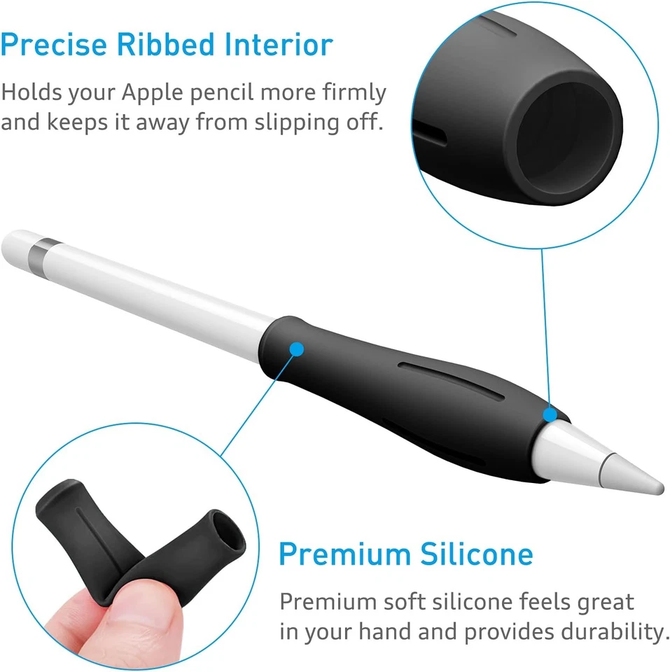 [2-Piece] for Apple Pencil 1st Gen Silicone Grip Holder Protective Skin Sleeve - Image 3 of 4