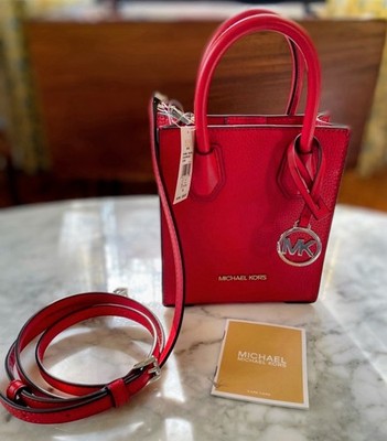 Michael kors Mercer Extra-Small Logo and Leather Crossbody Bag W/strap NEW W/TAG