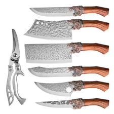 NEW Handmade HAND FORGED DAMASCUS STEEL CHEF KNIFE Set Kitchen Knives