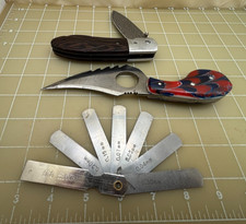 Judd's Lot of 2 Vintage Knives & 1 Instrument to Measure Thickness