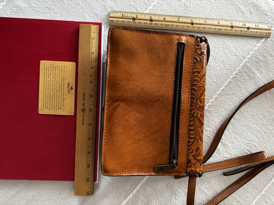 Bolso Bandolera Patricia Nash Lanza Dorado/Marrón Cuero Tooled Cartera P14186 Foto 4 de 4