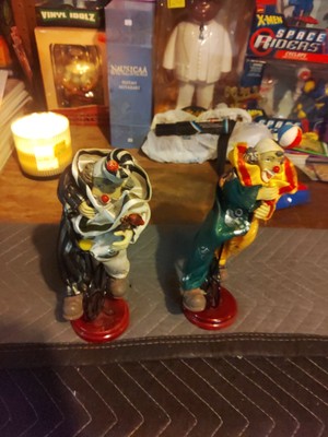 Vintage Pair Of Clown Figurines On Unicycles Good Shape