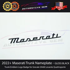 2022+ Maserati Trunk Nameplate Emblem GLOSS BLACK Letter Logo Lid Badges OEM