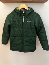 Columbia Reversible Puffer Jacket Hooded Boys 10/12 Camo Fleece vs Green Nylon