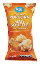 Great Value Caramel Popcorn, 170g/ 6 oz., Bag, Imported from Canada 