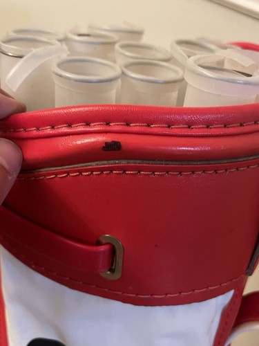 Bolsa de golf Wilson de cuero vintage roja blanca con correa de transporte - Imagen 24 de 24