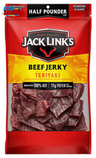 Beef Jerky, Teriyaki, Half Pounder Large Jerky Bag - Flavorful Meat Snack, Ready