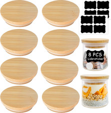 Oui Yogurt Jar Lids - 8 Pack Oui Lids-Natural Bamboo Wood with Silicone Sealing