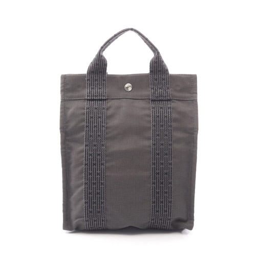 HERMES Herline Ad PM Backpack Nylon Canvas Dark Gray Silver Hardware