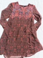 Ecote Urban Outfitters Boho Paisley Chiffon Long Sleeve Dress Small