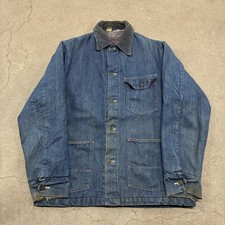 Vintage 1970s Mens Blanket Lined Denim Chore Barn Jacket USA