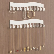 Wall Necklace Organizer Holder: Wall Mounted Jewelry Hanging Storage Necklace...