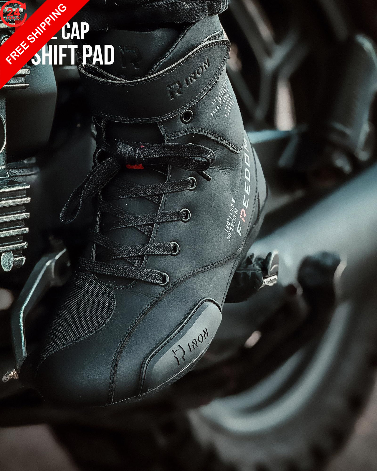 RIDEIRON Motorcycle Shoes for Men CE Certified (EN 13634) 11, Black - second product detail image