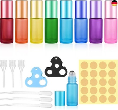 dusaniyali Pack of 8 Roll-On Glass Bottles for Essential Oil, 5 ml Empty Roller