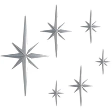 Modern Retro Style 3D Star Art Wall Sculpture Set Six Decorative Stars