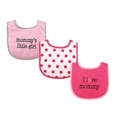Unisex Baby Cotton Drooler Bibs with Fiber Filling, Girl Mommy 3-Pack, One Size