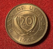 Uganda 20 Cents 1966 Bronze Coin KM#3 T9500