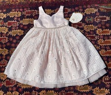 American Princess Dressy Party Dress Size 4T Blush Pink Sleeveless Tulle Pearls