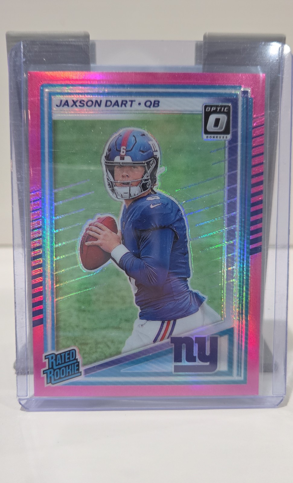 2025 Panini Donruss - Rated Rookie Jaxson Dart #400 Optic Preview Pink Prizm (RC