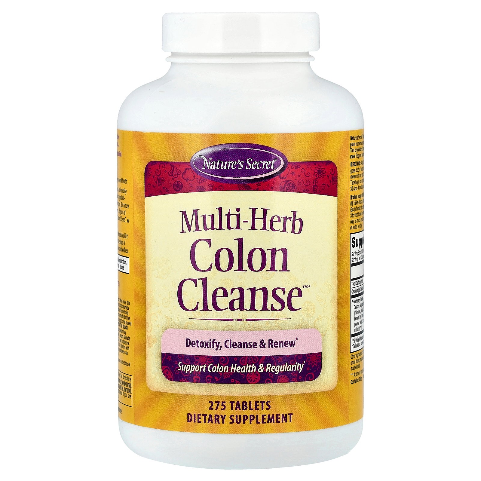 Natures Secret Multi-Fiber Colon Cleanse 275 таблеток без искусственных красителей,