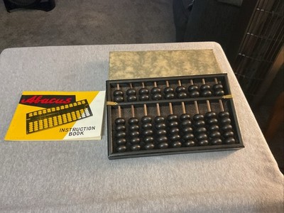 VINTAGE 1957 WOOD ABACUS WITH INSTRUCTIONS MADE IN JAPAN 8  by 5 